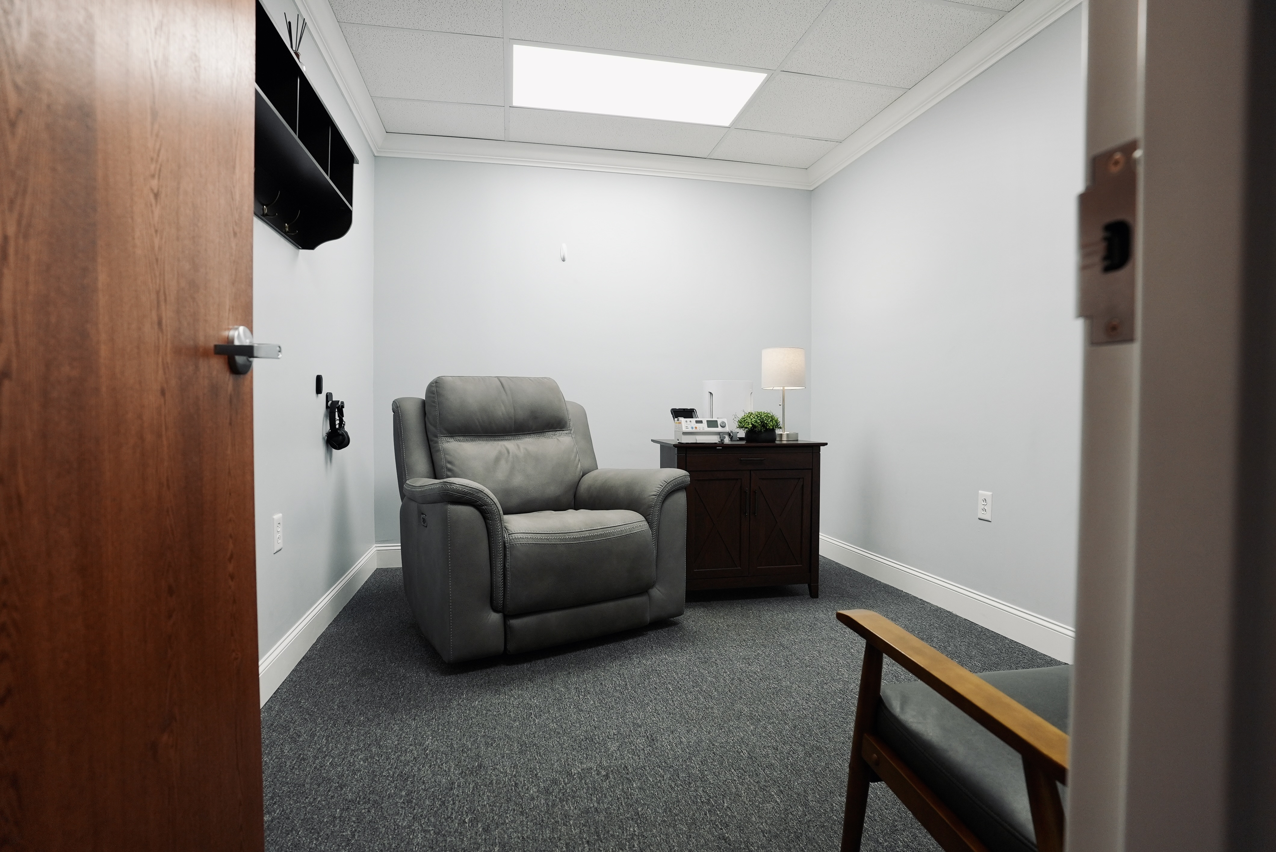 A private, low-stimulation treatment room at Scenic City Neurotherapy