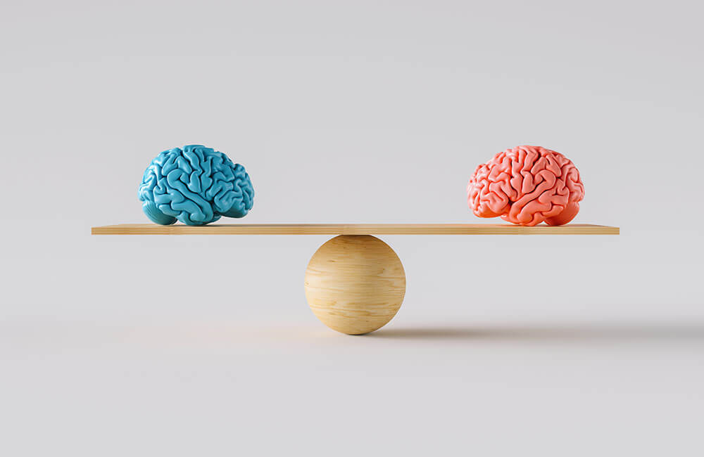 wooden scale balancing 2 artificial brains